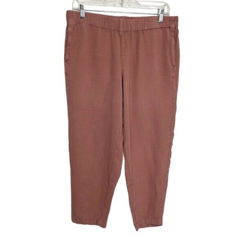 Pure Jill Woven Pant Women's Petite M Rose Pink 100% Tencel Pull On Tapered Leg